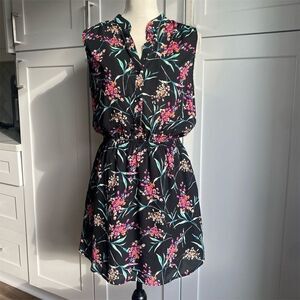 Charles Henry Women's Floral Sleeveless Mini Dress Black Casual